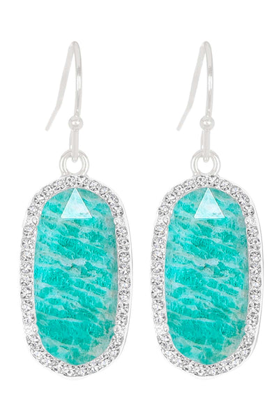 Amazonite Halo Drop Earrings - SF