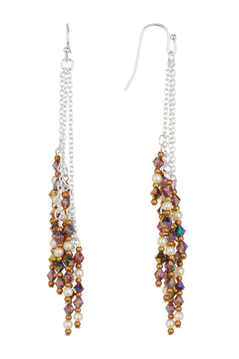 Pearl Mixed Crystal Drop Earrings - SF