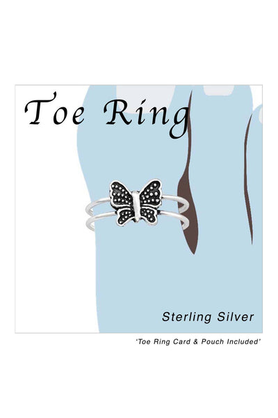 Sterling Silver Butterfly Adjustable Toe Ring - SS