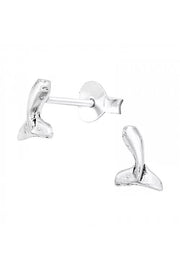 Sterling Silver Whale's Tail Fin Ear Studs - SS