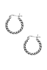 Sterling Silver Oxidized Hoop Earrings - SS