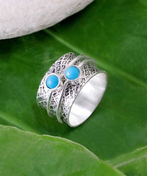 Turquoise Banded Spinner Ring - SF