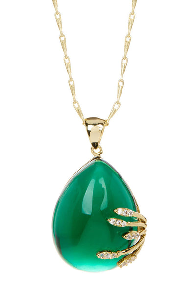 Green Onyx Floral Pendant Necklace - GF