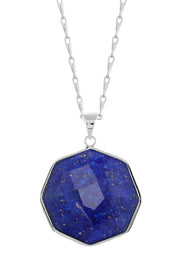 Lapis Fancy Cut Octagon Pendant Necklace - SF