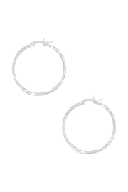 Sterling Silver Diamond Cut Hoop Earrings - SS