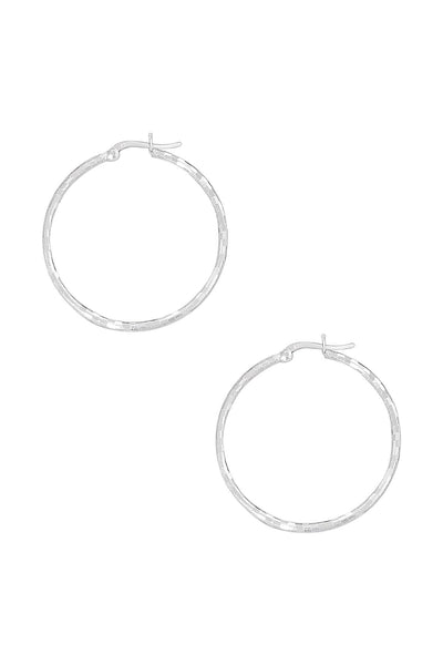 Sterling Silver Diamond Cut Hoop Earrings - SS