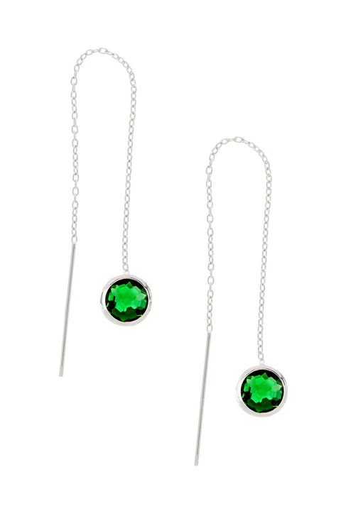 Emerald Crystal Threader Earrings - SF