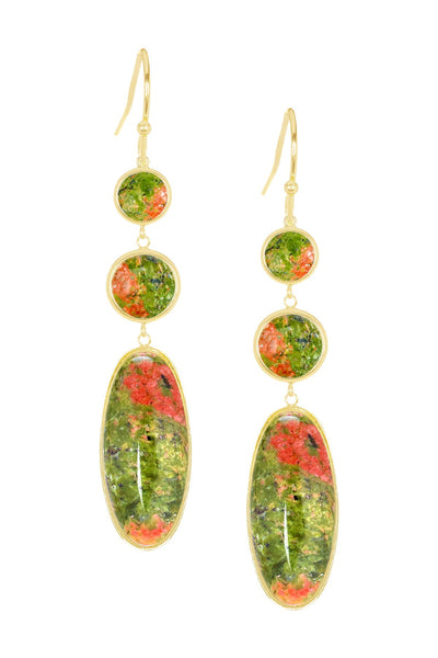 Unakite Statement Earrings - GF