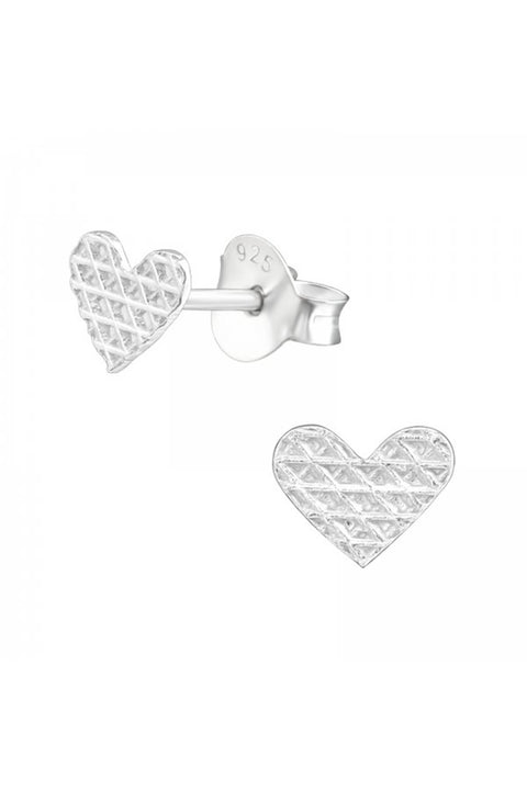 Sterling Silver Heart Ear Studs - SS