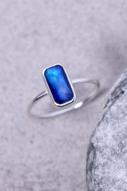 Labradorite Doublet Rectangle Petite Ring - SF