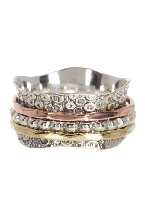 Bali Style Spinner Ring In Tr-Color - SF