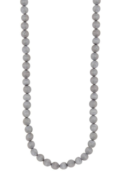 Gray Druzy Quartz Mala Beads Necklace - SF