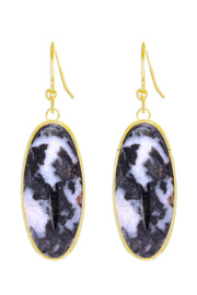 Zebra Jasper Oval Drop Earrings - GF