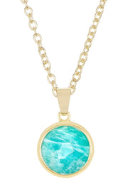 Amazonite Round Pendant Necklace - GF