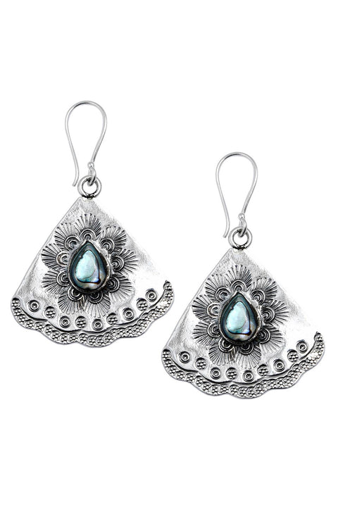 Abalone Textured Drop Earrings - SF