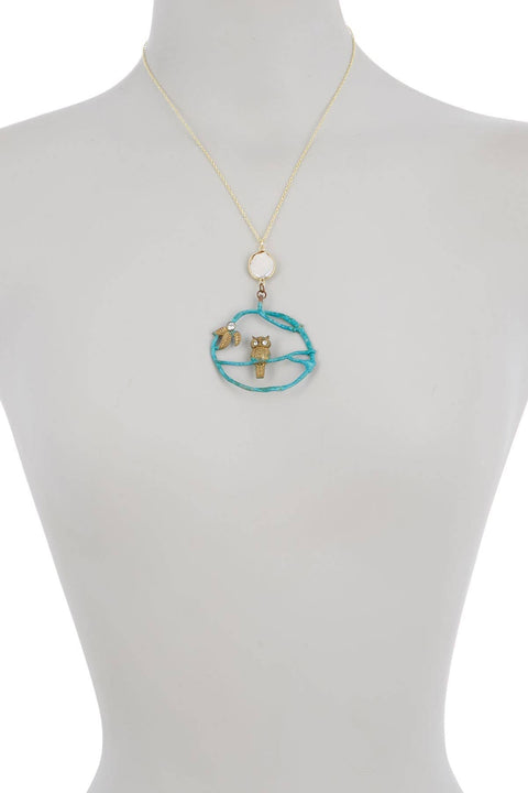Perched Owl Pendant Necklace - GF
