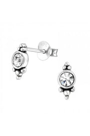 Sterling Silver Marquise Ear Studs With Crystal - SS