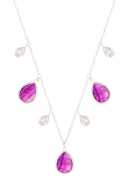 Amethyst With CZ Station Necklace - SF