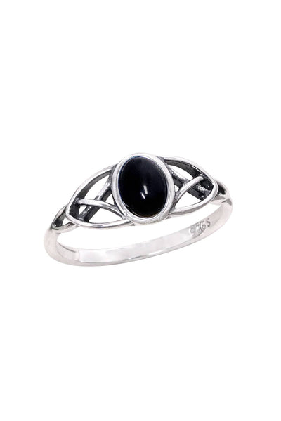 Black Onyx & Sterling Silver Celtic Ring - SS