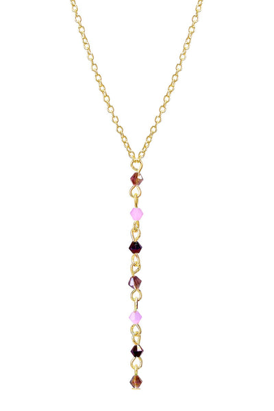 Purple Austrian Crystal Y Necklace - GF