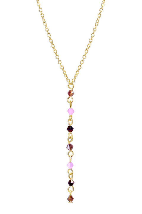 Purple Austrian Crystal Y Necklace - GF