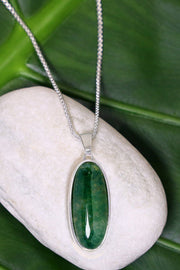 Moss Agate Oval Pendant Necklace - SF