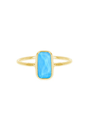 Turquoise Quartz Petite Rectangle Ring - GF