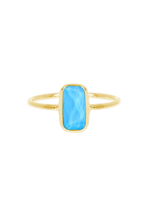 Turquoise Quartz Petite Rectangle Ring - GF