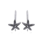 Sterling Silver Oxidized Starfish Earrings - SS