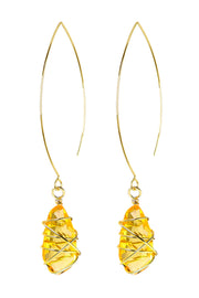 Lemon Crystal Wire Wrapped Threader Earrings - GF