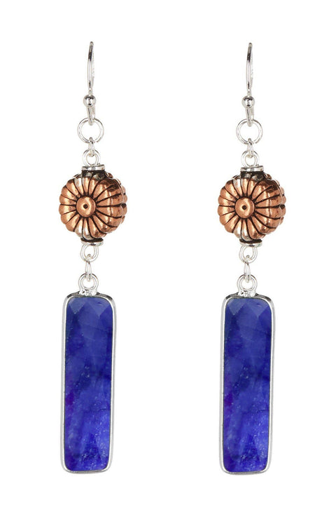 With Lapis Floral Drop Earrings - SF