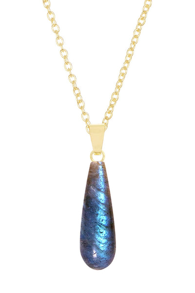 Labradorite Pear Cut Pendant Necklace - GF