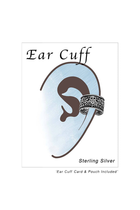 Sterling Silver Flower Patterns Ear Cuff - SS