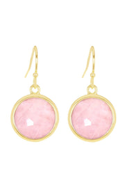 Rose Quartz Fancy Cut Round Earrings - GF