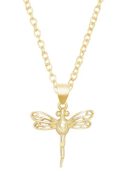 14k Gold Plated Dragonfly Pendant Necklace - GF