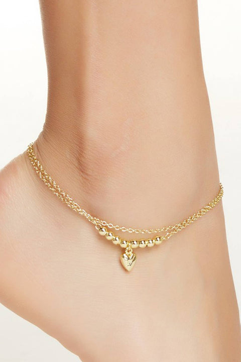 Heart Charm Anklet - GF