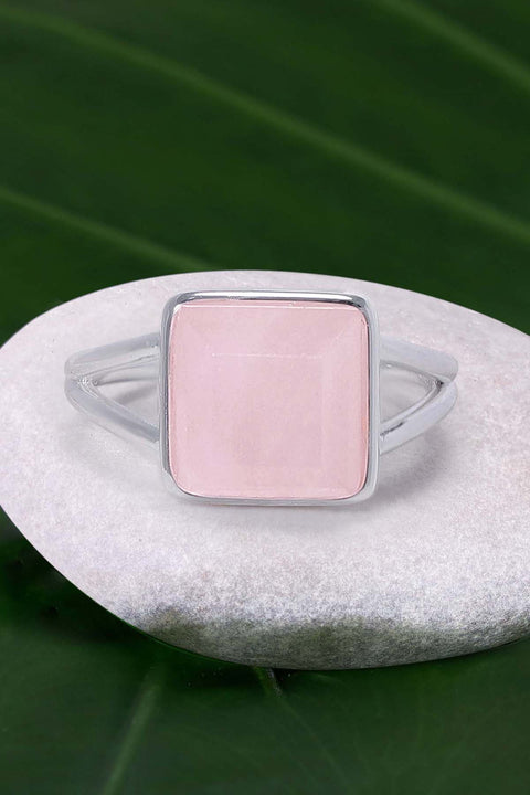 Rose Quartz Square Cut Ring - SF