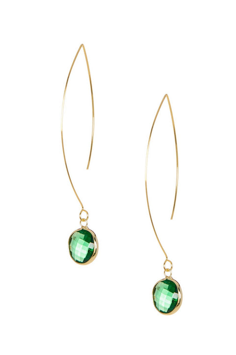 Emerald Crystal Hoop Earrings In Gold - GF