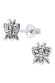 Sterling Silver Butterfly Stud Earrings - SS