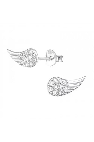 Sterling Silver Wing Ear Studs With Cubic Zirconia - SS