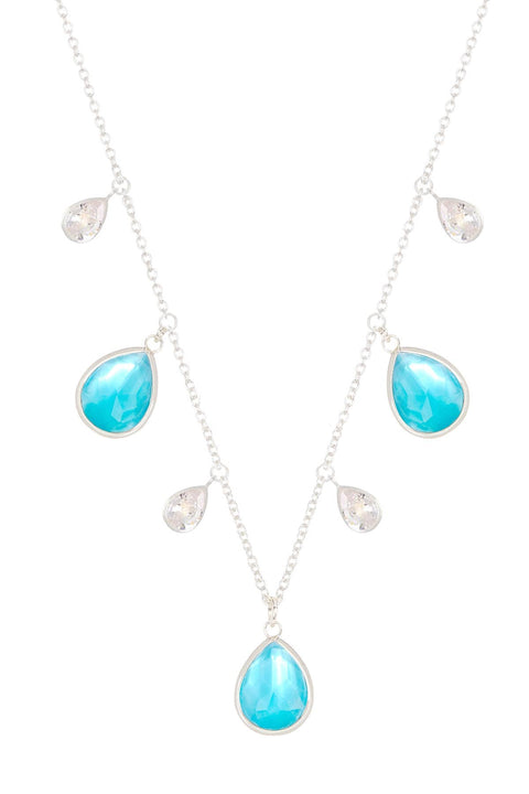 Blue Mother Of Pearl Station Necklace - SF