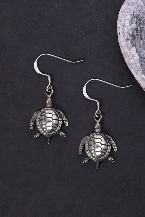 Sterling Silver Moveable Turtle Earrings - SS