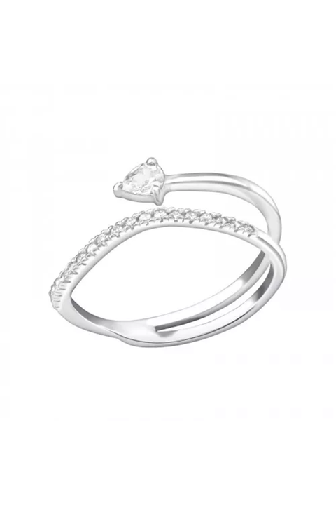 Sterling Silver Wrap Ring With CZ - SS