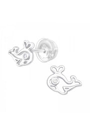 Premium Children's Sterling Silver Whale Ear Studs & CZ - SS