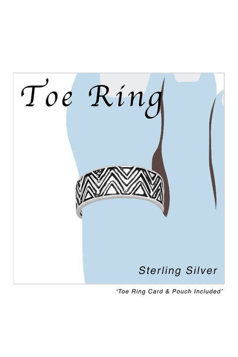 Sterling Silver Zigzag Patterns Adjustable Toe Ring - SS