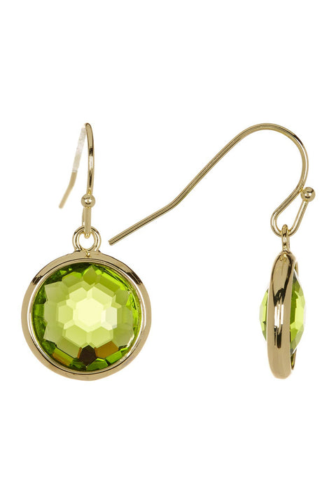 Peridot Crystal Round Drop Earrings - GF