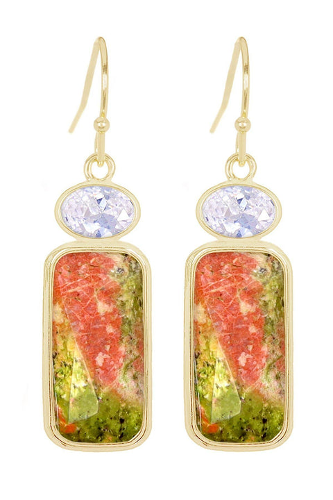 Unakite Drop Earrings - GF
