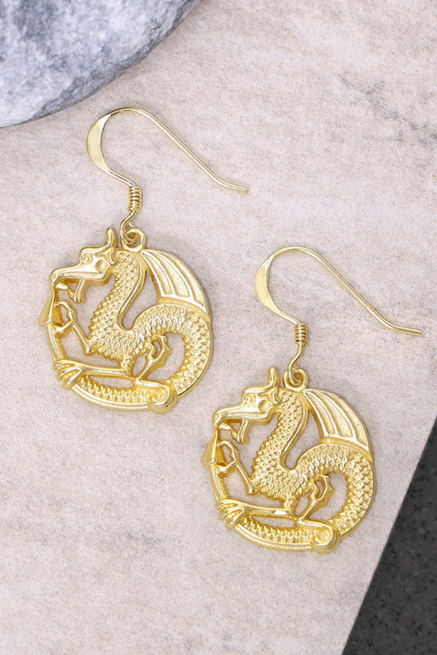 14k Gold Plated Dragon Drop Earrings - GF