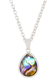 Abalone & Quartz Teardrop Necklace - SF