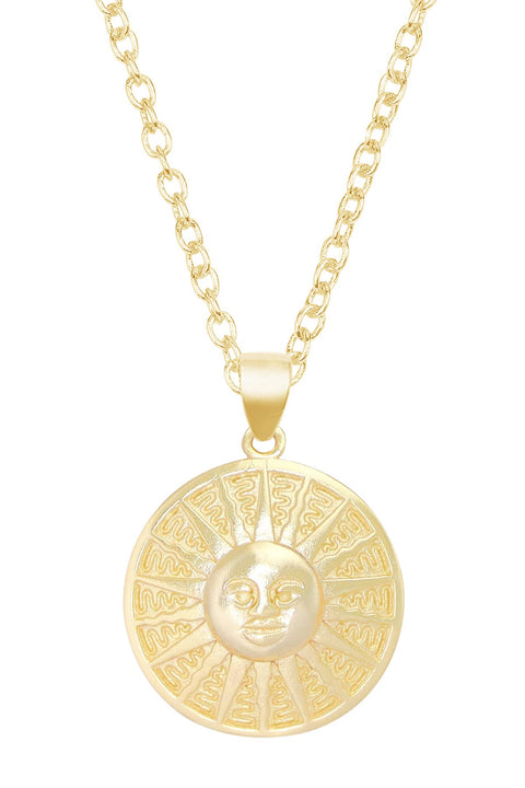 Aztec Sun Drop Pendant Necklace - GF